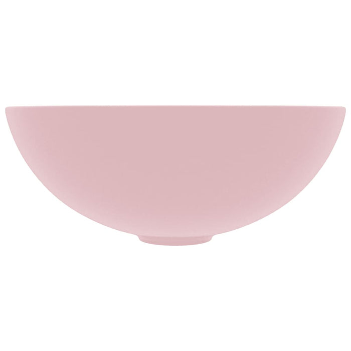 Lavandino da Bagno in Ceramica Rosa Opaco Rotondo 146977