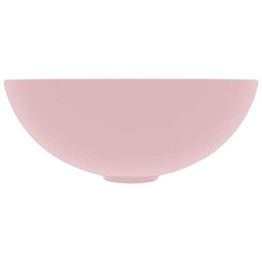 Lavandino da bagno rotondo lavabo da appoggio per wc lavabo da cucina lavabo per cosmetici interno casa ceramica 28 cm rosa opaco 02_0002719