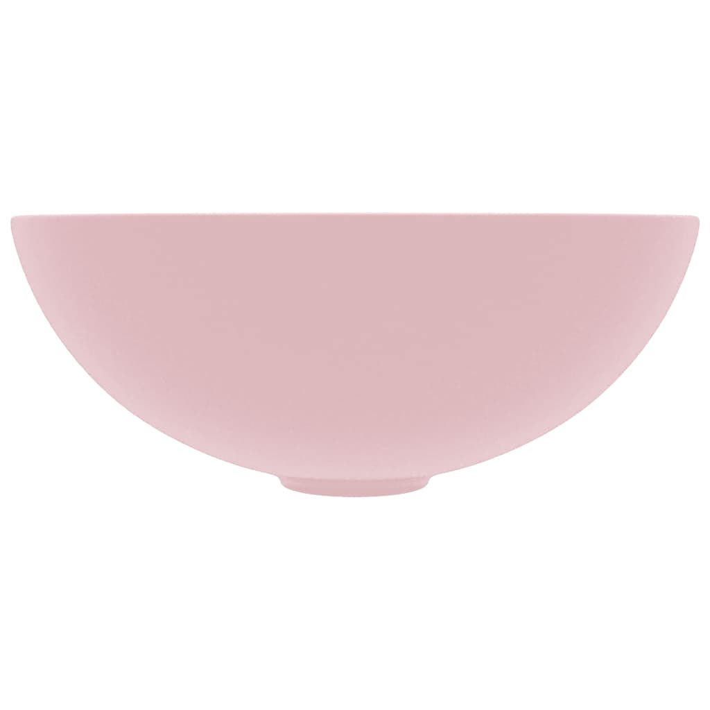 Lavandino da Bagno-Lavabo-Lavello in Ceramica Rosa Opaco Rotondo