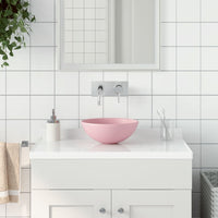 Lavandino da Bagno-Lavabo-Lavello in Ceramica Rosa Opaco Rotondo