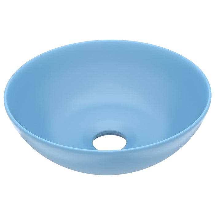 Lavandino da Bagno-Lavabo-Lavello in Ceramica Azzurro Rotondo