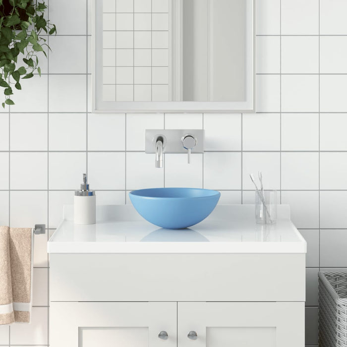 Lavandino da Bagno-Lavabo-Lavello in Ceramica Azzurro Rotondo