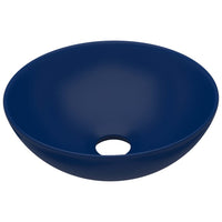 Lavandino-Lavello da Bagno in Ceramica Blu Scuro Rotondo