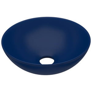 Lavandino-Lavello da Bagno in Ceramica Blu Scuro Rotondo