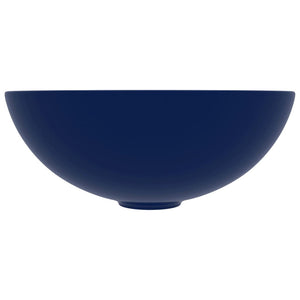 Lavandino-Lavello da Bagno in Ceramica Blu Scuro Rotondo