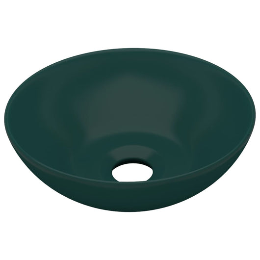 Lavandino da bagno rotondo da appoggio WC lavabo cucina stanza cosmetici interno casa 28 cm ceramica verde scuro 02_0002723
