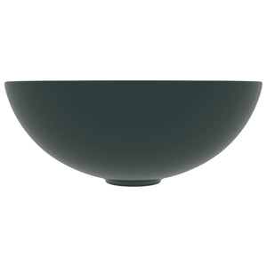 Lavandino da Bagno in Ceramica Verde Scuro Rotondo 146981