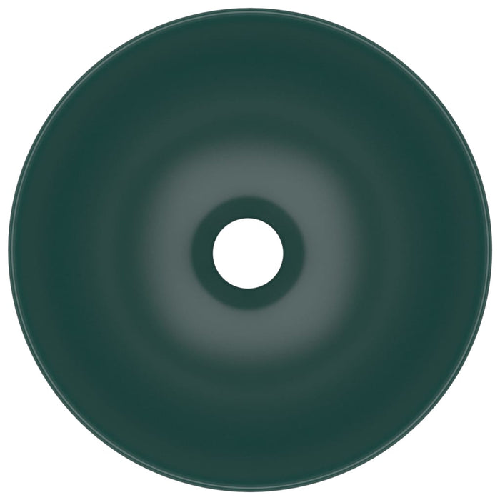Lavandino da Bagno in Ceramica Verde Scuro Rotondo 146981