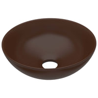 Lavandino da Bagno in Ceramica Marrone Scuro Rotondo 146984