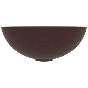 Lavandino da Bagno-Lavabo-Lavello in Ceramica Marrone Scuro Rotondo