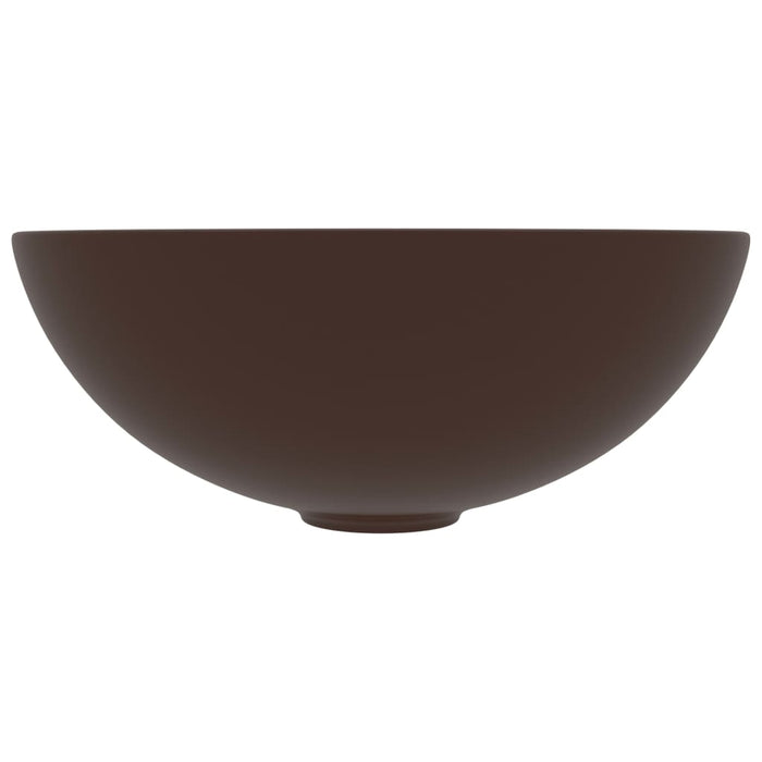 Lavandino da Bagno in Ceramica Marrone Scuro Rotondo 146984