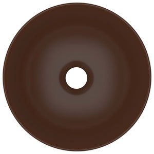 Lavandino da Bagno in Ceramica Marrone Scuro Rotondo 146984