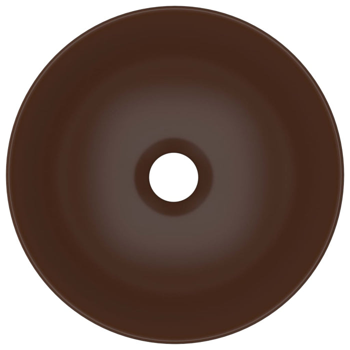 Lavandino da Bagno in Ceramica Marrone Scuro Rotondo 146984