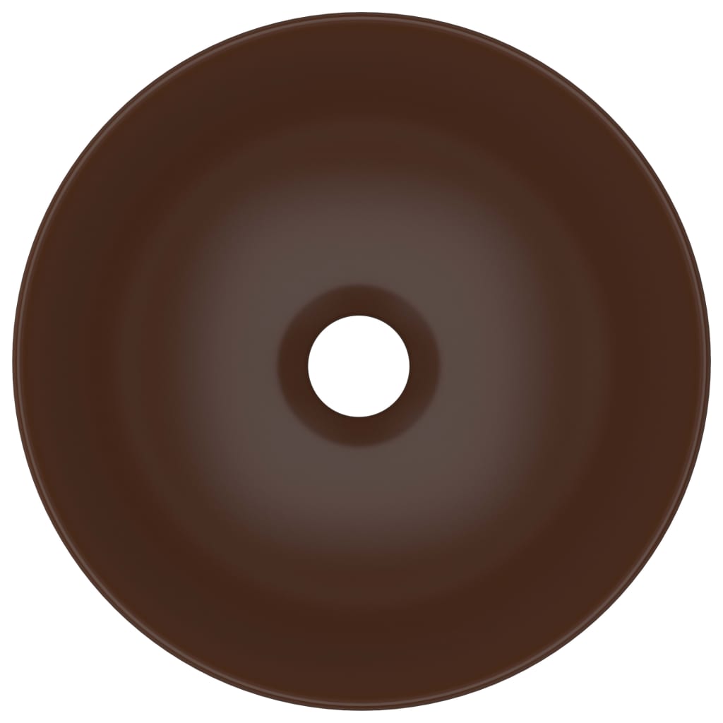 Lavandino da Bagno in Ceramica Marrone Scuro Rotondo 146984