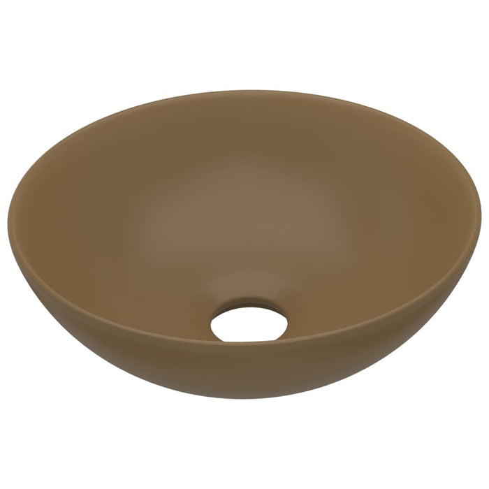 Lavandino da Bagno in Ceramica Crema Opaco Rotondo cod mxl 50231