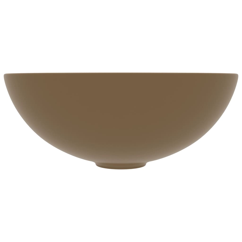 Lavandino da Bagno-Lavabo-Lavello in Ceramica Crema Opaco Rotondo