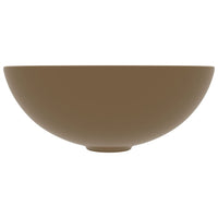 Lavandino da Bagno-Lavabo-Lavello in Ceramica Crema Opaco Rotondo