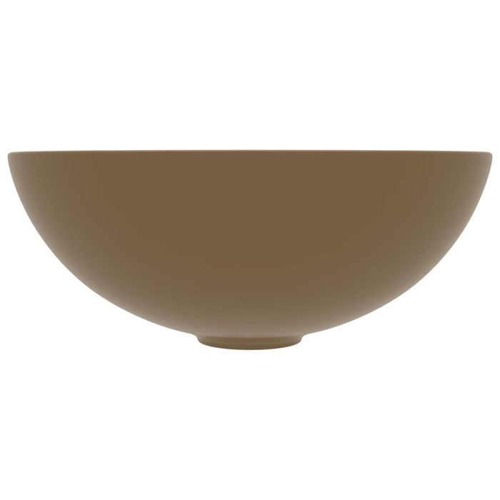 Lavandino da Bagno-Lavabo-Lavello in Ceramica Crema Opaco Rotondo