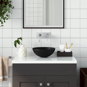 Lavandino da Bagno in Ceramica Nero Opaco Rotondo cod mxl 54367