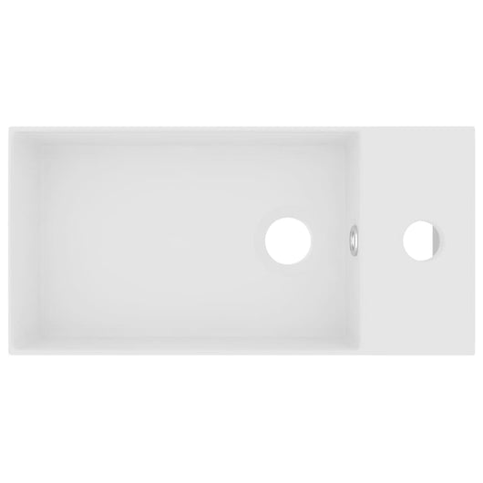 Lavabo bagno con troppopieno da appoggio lavabo wc lavabo cucina stanza cosmetici casa 48 x 25 cm ceramica bianca opaca 02_0002729