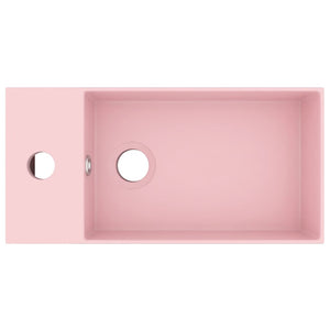 Lavandino con Troppopieno in Ceramica Rosa Opaco 146988