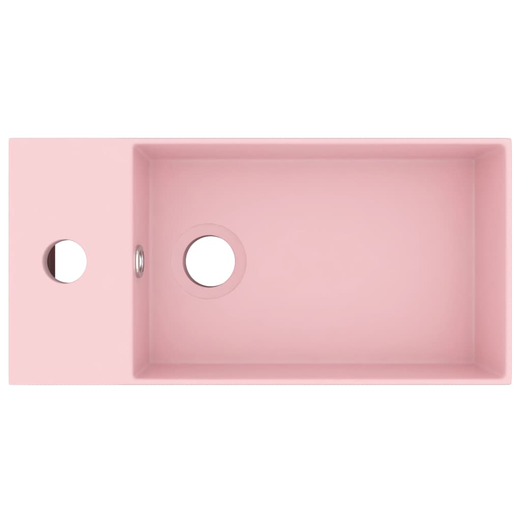 Lavandino con Troppopieno in Ceramica Rosa Opaco cod mxl 53022