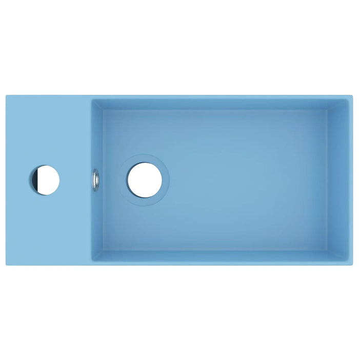 Lavandino-Lavello con Troppopieno in Ceramica Azzurro