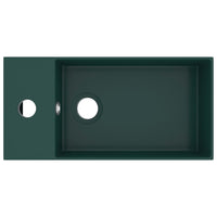Lavandino con Troppopieno-Lavabo-Lavello in Ceramica Verde Scuro