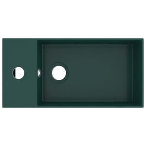 Lavandino con Troppopieno-Lavabo-Lavello in Ceramica Verde Scuro