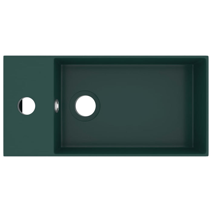 Lavandino con Troppopieno-Lavabo-Lavello in Ceramica Verde Scuro