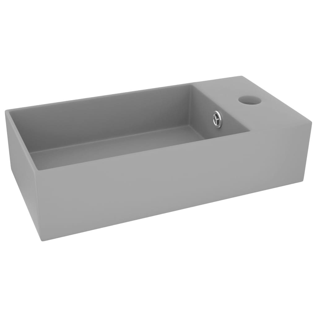 Lavandino con Troppopieno in Ceramica Grigio Chiaro 146993