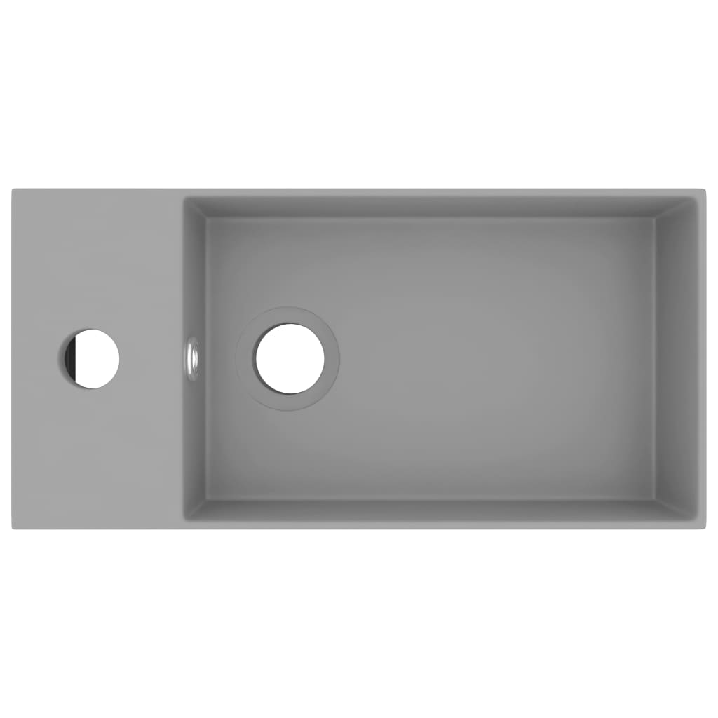 Lavabo bagno con troppopieno in ceramica 48 x 25 cm grigio chiaro 02_0002735