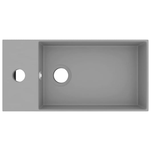 Lavabo bagno con troppopieno in ceramica 48 x 25 cm grigio chiaro 02_0002735
