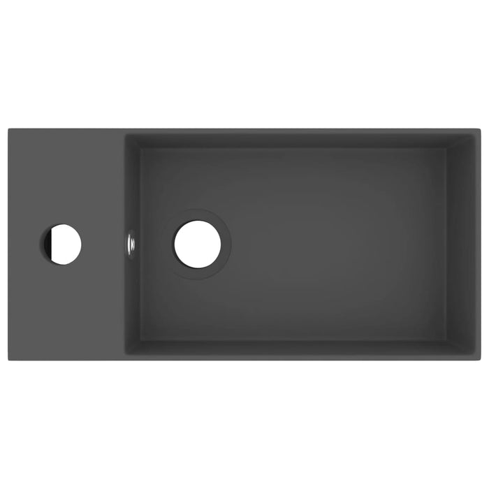 Lavandino con Troppopieno in Ceramica Grigio Scuro 146994
