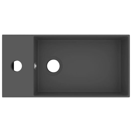 Lavandino-Lavello con Troppopieno in Ceramica Grigio Scuro