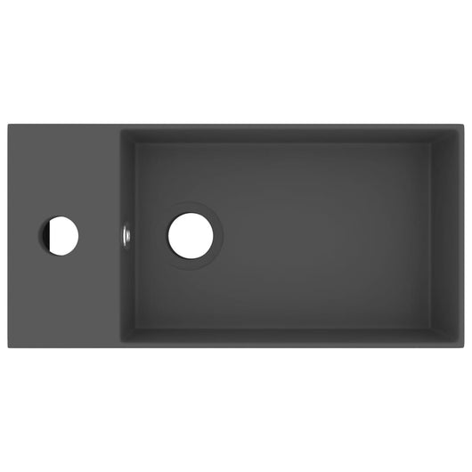 Lavabo bagno con troppo pieno rettangolare 48 x 25 cm ceramica grigio scuro 02_0002736