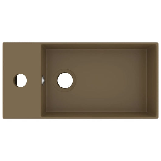 Lavabo bagno con troppopieno da appoggio wc lavabo bagno cucina interno casa 48 x 25 cm ceramica crema opaco 02_0002738