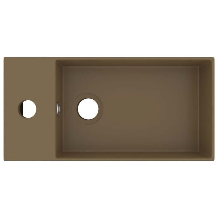 Lavandino con Troppopieno in Ceramica Crema Opaco cod mxl 40161