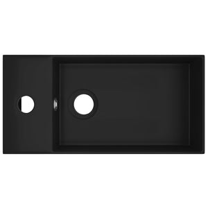 Lavandino-Lavello con Troppopieno in Ceramica Nero Opaco