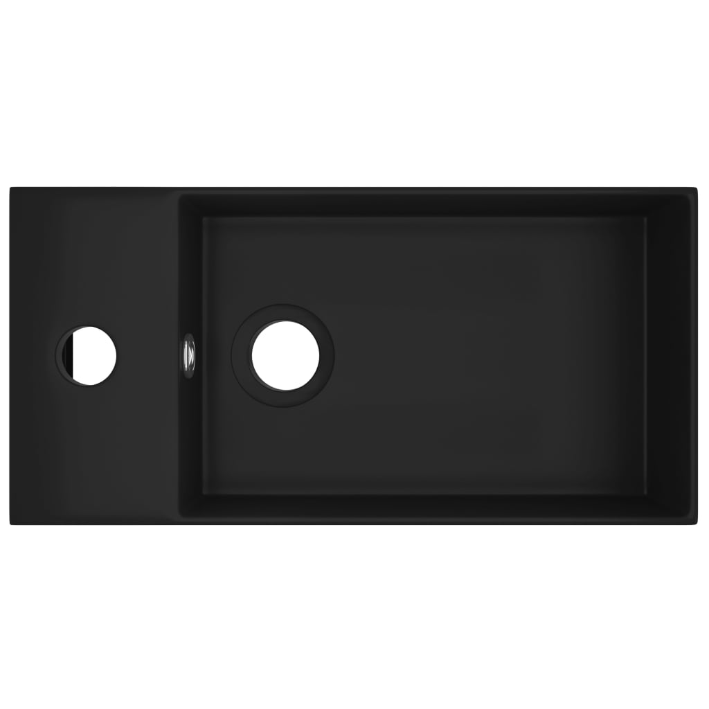 Lavandino con Troppopieno in Ceramica Nero Opaco 146997