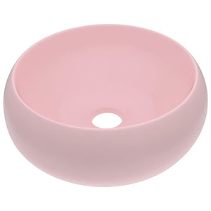 Lavandino Lusso Rotondo Rosa Opaco 40x15 cm in Ceramica 146999