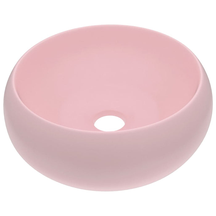 Lavandino Lusso Rotondo Rosa Opaco 40x15 cm in Ceramica 146999