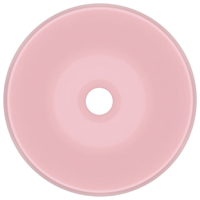 Lavandino Lusso Rotondo Rosa Opaco 40x15 cm in Ceramica cod mxl 49299