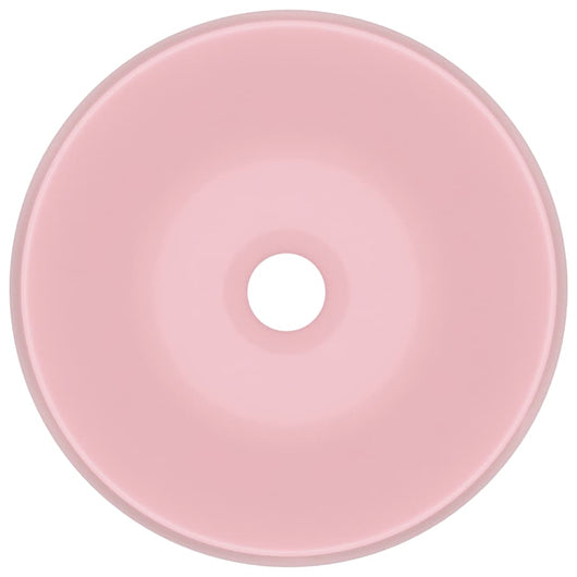 Lavabo rotondo di lusso da appoggio WC lavabo bagno cucina guardaroba interno casa 40 cm ceramica rosa opaco 02_0002741
