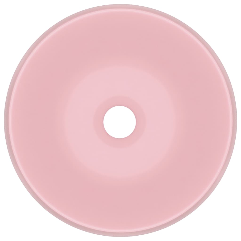 Lavandino-Lavello Lusso Rotondo Rosa Opaco 40x15 cm in Ceramica