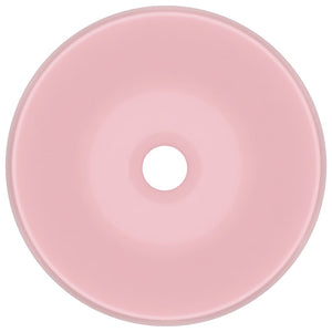 Lavandino-Lavello Lusso Rotondo Rosa Opaco 40x15 cm in Ceramica