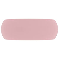 Lavandino Lusso Rotondo Rosa Opaco 40x15 cm in Ceramica 146999