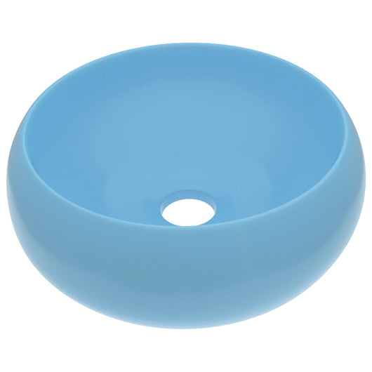 Lavabo rotondo di lusso da appoggio WC lavabo bagno cucina guardaroba interno casa 40 x 15 cm ceramica azzurro opaco 02_0002742