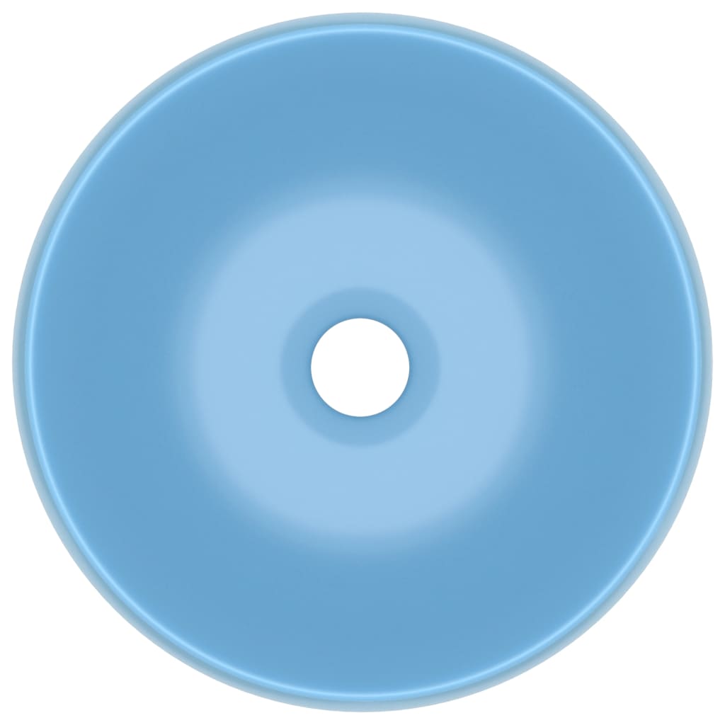Lavandino Lusso Rotondo Azzurro Opaco 40x15 cm in Ceramica cod mxl 35403