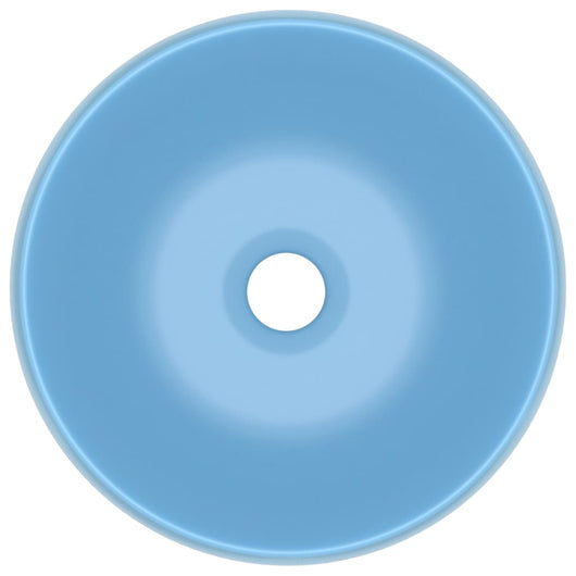 Lavabo rotondo di lusso da appoggio WC lavabo bagno cucina guardaroba interno casa 40 x 15 cm ceramica azzurro opaco 02_0002742